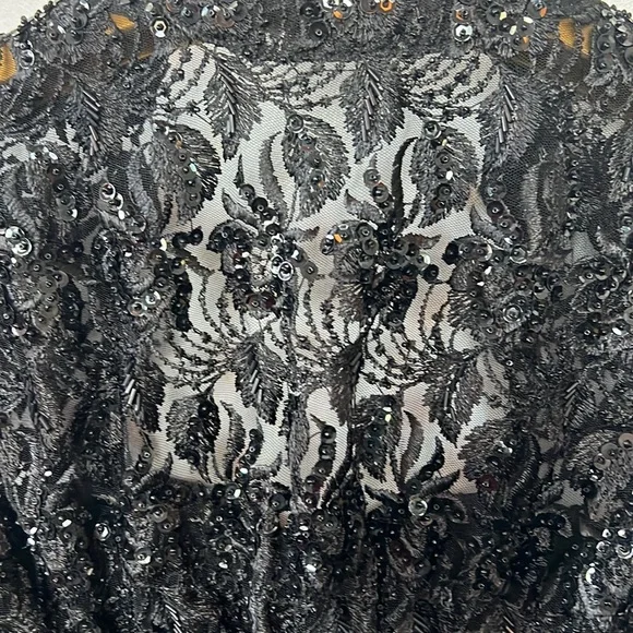 Rare vtg 90s BLACK LACE BUSTIER crop top sequins beads eyelets size 34 Madonna - Picture 9 of 12